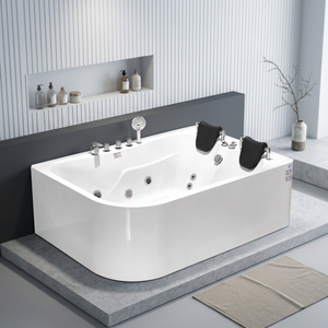 Baignoire de massage à remous en acrylique pour <span class=keywords><strong>2</strong></span> personnes, design en secteur d'angle, <span class=keywords><strong>spa</strong></span> à jets d'hydrothérapie 170x120x58cm, pour projets hôteliers - Product Image 1