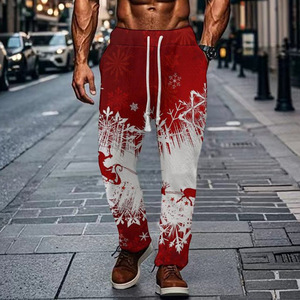 Pantalons de survêtement décontractés taille moyenne pour hommes Ventes d'usine Pyjamas de Noël imprimés sur demande Pantalons extensibles à imprimé numérique - Product Image 1