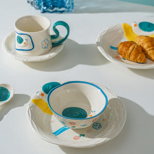 Juego de Tazón y Cuchara de Sopa de Cerámica con Diseño de Caracol, Apto para Microondas, Vajilla Infantil con Diseño Fresco y Lindo - Product Image 3