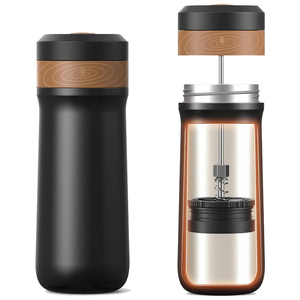 Personalized Gift 320ml Transparent Stainless Steel Vacuum Insulated Portable Camping Coffee French Press <b>Maker</b> 8-12 Hours - Product Image 1
