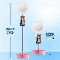 Lampu cincin Selfie Mini Led portabel, serbaguna dapat dilipat USB 6 inci cermin lampu cincin bulat untuk Video Live Streaming Makeup