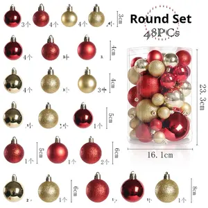 Colgante de bola de plástico galvanizado de alta calidad de 3cm, 4cm, 8cm, 48 Uds., adornos modelo para árboles de Navidad para el hogar - Product Image 3