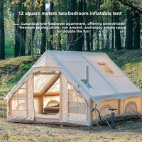 Carpa Inflable de Lujo Grande para Glamping, Casa de Lona para 4-6 Personas, Impermeable para Acampar al Aire Libre, 3 Estaciones, con 12 Ventilaciones y Orificio para Estufa