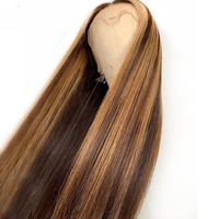 Perruques Lace Front Closure wig sans colle brésiliennes lisses, 13x4, 1B/4/27, pre-plucked, cheveux vierges bruts