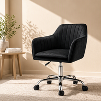 Chaise de salle à manger pivotante rembourrée avec base chromée à cinq étoiles et roulettes pour bureau, salle d'étude et espace de travail à domicile