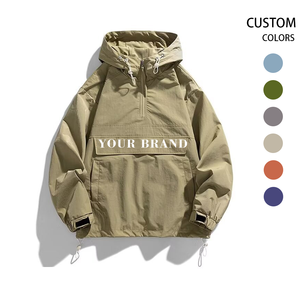 Jaket hoodie pria, jaket pria anti air ritsleting luar setengah, jaket Golf hoodie saku besar warna murni - Product Image 1