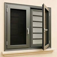 Ventanas Abatibles de Aluminio de Tamaño Personalizable con Rejilla de Seguridad y Mosquitera, Doble/Triple Acristalamiento, Diseño de Eficiencia Energética
