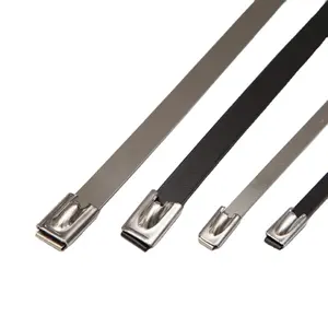 100pcs SS201 SS304 SS316 Stainless Steel Cable Ties Wrap Coated Self Locking Metal Zip Ties (Stainless Steel, 11.8inch)