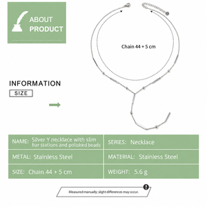 Collier en acier inoxydable avec pendentif en forme de Y, acier inoxydable, 44 + 5 cm, 5,6 g - Product Image 2