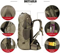 TooWang Sac à dos de randonnée et de camping en nylon 60L avec housse de pluie, résistant à l'eau, grande capacité, pour sports de plein air, voyage, escalade