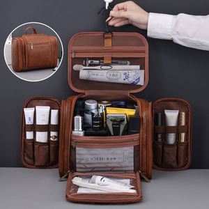 Sac de rangement cosmétique de voyage imperméable multi-couches grande capacité en PU avec fermeture éclair, poignée souple et crochet de suspension - Product Image 2