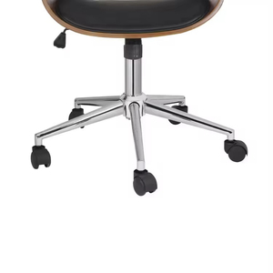 Venta al por mayor hogar de madera curvada Mid Back asiento de cuero cojín giratorio tarea silla de oficina con rueda - Product Image 6