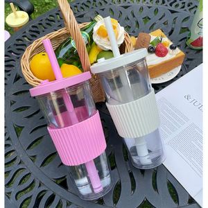 <b>Reusable</b> 24oz Double Wall Transparent Plastic Straw <b>Cup</b> Leak Proof Custom Logo Colorful Travel <b>Cup</b> - Product Image 4