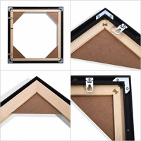 Cadre flottant hybride carré en aluminium et bois 30x30cm, cadre métallique noir mat pour toile, décoration murale de galerie