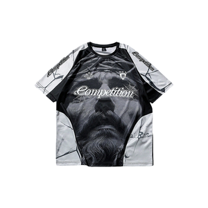 Kaos Jersey Sepak Bola Lengan Pendek Model Boxy Crop dengan Warna-Warna Kustom, Grafis, Bahan Bernapas, Kerah Bulat, Streetwear Pria - Product Image 2