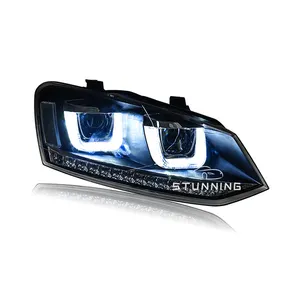 Yükseltme tam LED ışık U angel eyes far far VW Polo 2010-2017 için kafa lambası kafa lamba fişi ve çalıştır