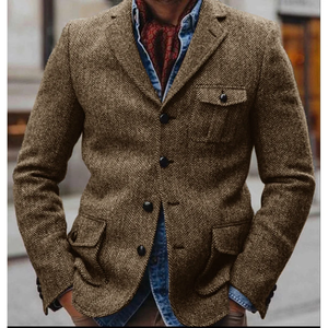 Chaqueta de <span class=keywords><strong>hombre</strong></span> con diseño de espiga, de un solo botón, <span class=keywords><strong>elegante</strong></span>, <span class=keywords><strong>casual</strong></span>, ajustada, para traje, nueva colección de trajes y blazers para <span class=keywords><strong>hombre</strong></span> - Product Image 1
