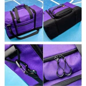 BSCI factory Custom Luxury European Black Leather Duffel Bag Yoga Gym Fitness <b>Shoes</b> PU Travel Bag For <b>Mens</b> - Product Image 3