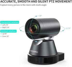 FEELWORLD 4K12X 4K Caméra PTZ avec AI Suivi Automatique Zoom Optique 12X HDMI USB3.0 Flux IP pour l'Éducation Cours en Ligne - Product Image 3