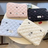 Tas Komputer Nilon Gaya Korea Desain Pita Lucu Sarung Tablet Penyimpanan Ekspansiabel Pelindung Laptop