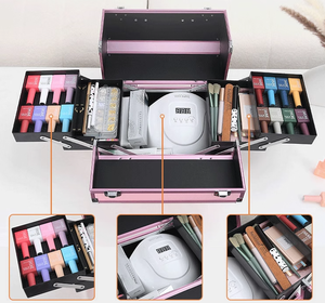 Professional Pink Aluminum Cosmetic Case With Lock for Professional Lash <b>Extension</b> Travel Case - Product Image 2