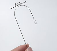 3 Aiguilles à perler en métal courbées à gros chas avec ressorts de blocage de perles, outil de fabrication de bijoux et de bracelets DIY, pour la broderie et le perlage, 0,6 mm