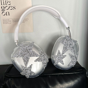Funda Brillante para <span class=keywords><strong>AirPods</strong></span> <span class=keywords><strong>Max</strong></span> con Pedrería, Estrellas, Transparente, Brillante, Linda, Suave, Protectora para Mujeres - Product Image 3