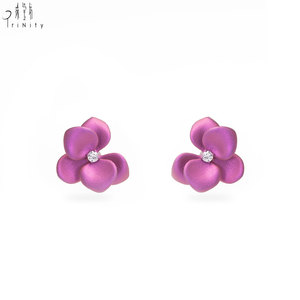 New Collection Pink Color Pure Titanium <b>Earrings</b> Wholesale Flower Shape Natural Spinel Stud <b>Earrings</b> Special Gift For Women Wear - Product Image 1