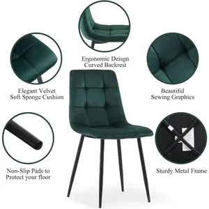 Hiện Đại 47-Inch Không Thường Xuyên Hình Chữ Nhật Nhà Bếp Bàn Ăn Đặt 5-Mảnh Đồ Nội Thất Nhà 4 Rừng Màu Xanh Lá Cây Nhung Bọc Bên Ghế - Product Image 2