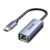 SAMZHE Aluminium Alloy USB2.0 Eksternal 10/100Mbps Adaptor Ethernet Berkabel RJ45 LAN untuk Desktop Laptop 17.5cm