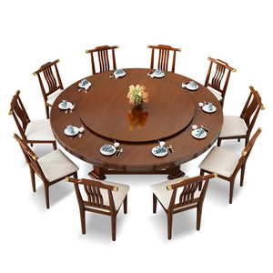 Bàn ăn khách sạn gỗ rắn, xoay bàn tròn lớn cho 10 và <span class=keywords><strong>20</strong></span> người, bàn xoay điện với Bếp cảm ứng - Product Image 2