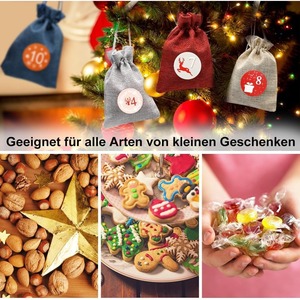 Juego de bolsas de almacenamiento con cordón de arpillera navideña para caja de regalo de fiesta, cosméticos, joyería, puntos de embalaje de dulces visibles - Product Image 2