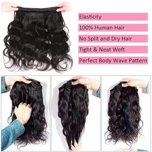 Extensiones de Cabello Virgen Brasileño 100% Natural, Ondulado, Grado 14A, Color Natural, Trama Gruesa, 20, 22, 24 Pulgadas, para Trenzas - Product Image 2
