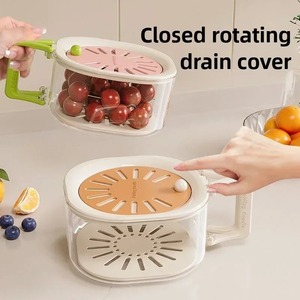 Cesta de drenaje de plástico de doble capa 2 en 1, <span class=keywords><strong>escurridor</strong></span> de frutas, contenedor multifuncional, colador de alimentos, organizador de tapas estilo nórdico - Product Image 2