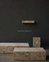 Étagère murale flottante en marbre Ceppo Romano Kunis Breccia beige pour la décoration intérieure du salon, personnalisée par SH STONE