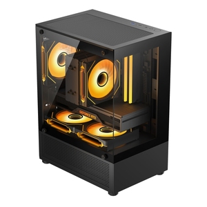 Trường hợp chơi game tốt nhất mua giữa tháp trường hợp máy tính với full-view kính cường lực kép, trường hợp máy tính để bàn, màu đen - Product Image 2