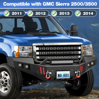 Pare-chocs avant ULON de haute qualité compatible avec GMC Sierra 2500/3500 2011 2012 2013 2014 avec plaque de montage pour treuil et anneaux en D