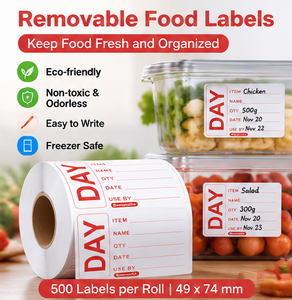 Etiquetas de Alimentos Removibles NATURALABEL, 49x74mm, Rectangulares, de Papel Sintético, Autoadhesivas, Aptas para Congelador, Ecológicas, 300 Unidades - Product Image 1