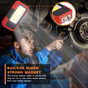 Lampe de travail avec 3 modes d'éclairage, lampe de travail à diode électroluminescente, base magnétique et clip, portable pour réparation automobile en extérieur - Product Image 4