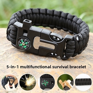Bracelet de survie multifonctionnel 5-en-1 pour l'aventure en plein air et le <span class=keywords><strong>camping</strong></span>, cordon de poignet à sept brins, vente en gros, corde à main d'usine - Product Image 4