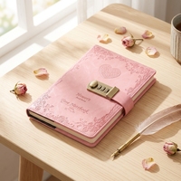 Coolcold — livre de mot de passe avec verrou, agenda, carnet de notes rétro de voyage, pour fille, Journal intime, agenda Vintage, personnel en cœur