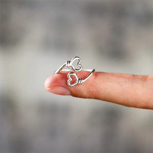 Dropshipping Luxe Designer Sieraden Beloven Ring S925 Zilver Verstelbaar Dubbel Hart Liefde Vrouwen Verlovingsfeest Hoog - Product Image 2