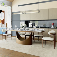 Table à manger rectangulaire de banquet de conception italienne avec plateau en pierre et pieds en métal, convient à 10 personnes, décoration de table à manger