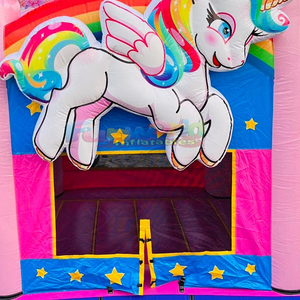 Castillo inflable comercial para fiestas al aire libre, brincolín 3D con diseño de unicornio para niñas - Product Image 3