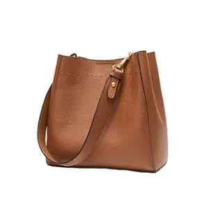 Women's New Fashion Retro Leather Large Capacity Bucket Bag Stylish Office Ladies Elegant All-match Shoulder Messenger Bag
