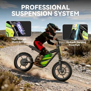 VTT électrique Eahora 16 pouces pour enfants, moteur arrière 36V 250W, suspension intégrale, freins à disque, 3 vitesses, VTT professionnel - Product Image 6