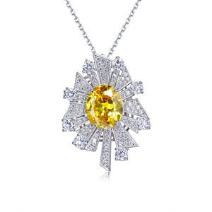 FYXL1209 Collar con Colgante de Moda para Mujer, Plata de Ley 925, Diseño de Flor con Circonita Sintética, Elegante y Lujoso - Product Image 2