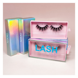 Proveedor Popular de Pestañas Postizas Hechas a Mano, Holográficas Brillantes, con Logotipo Personalizado, Pestañas de Tira Completa, Pestañas de Visón Sintético - Product Image 2