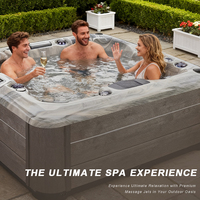 Bain à remous extérieur Sunrans grande capacité pour 5 personnes, bain à remous multi-jets, hydrothérapie, bain à remous relaxant pour divertissement en plein air