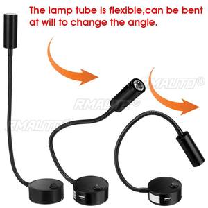 Lampe de lecture 12V-24V avec port de charge USB, éclairage intérieur flexible à LED pour voiture, camping-car, caravane, bateau, camping - Product Image 3